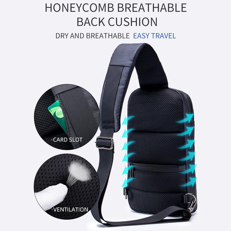 Oxford Crossbody Bag With USB Water Bottle Holder