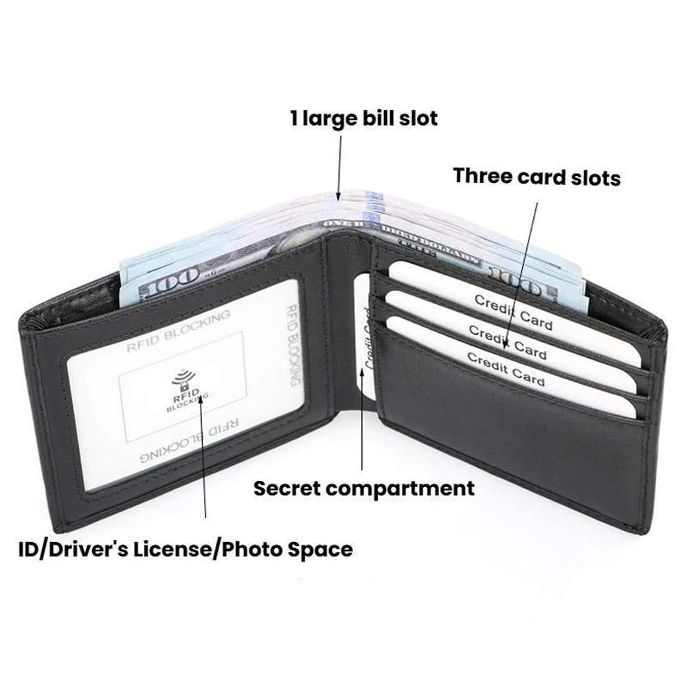 Premium RFID Anti Skimming Men Minimalist Wallet Slim Lightweight Billfold 7