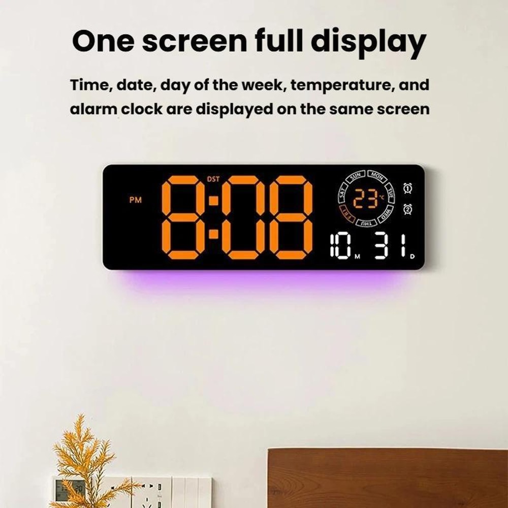 Modern LED Digital Wall Clock With Date Temperature Countdown 2