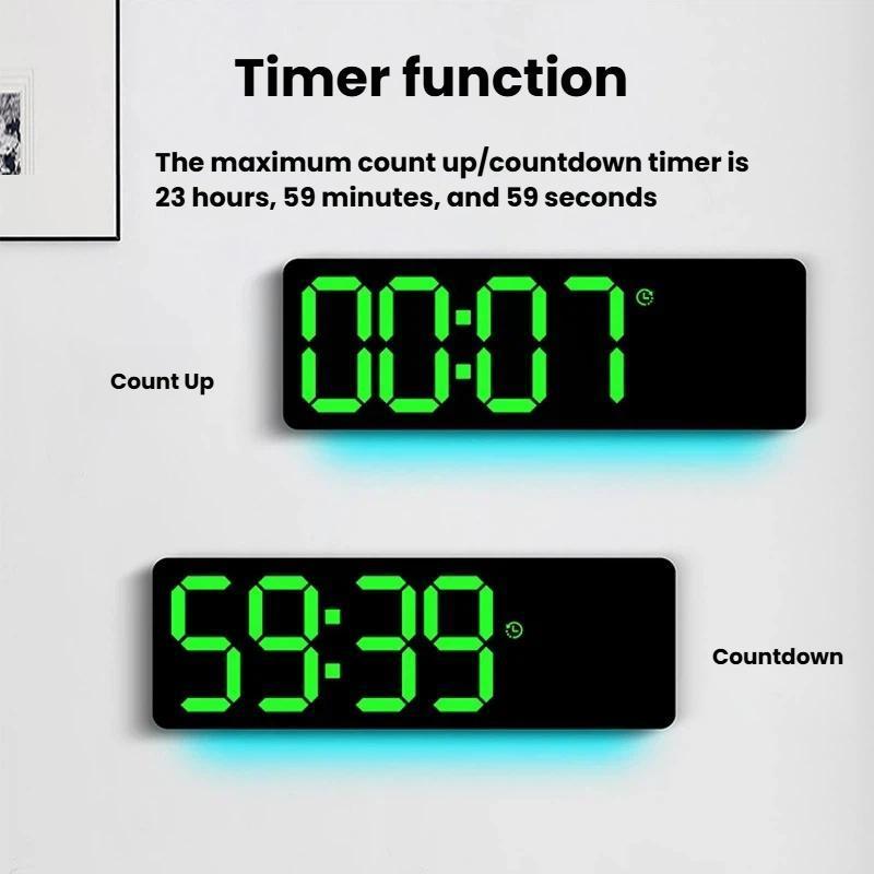 Modern LED Digital Wall Clock With Date Temperature Countdown 3