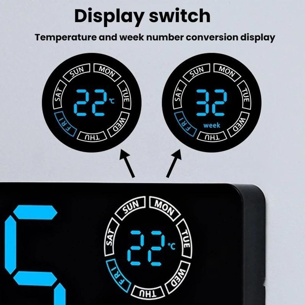 Modern LED Digital Wall Clock With Date Temperature Countdown 5