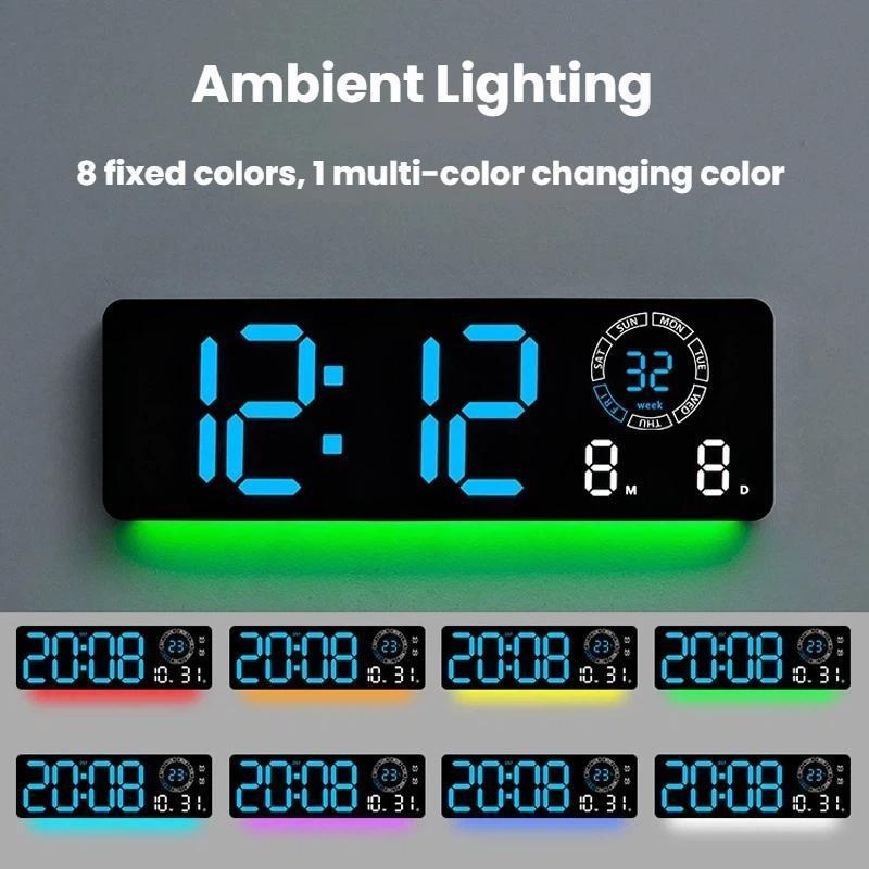 Modern LED Digital Wall Clock With Date Temperature Countdown 6