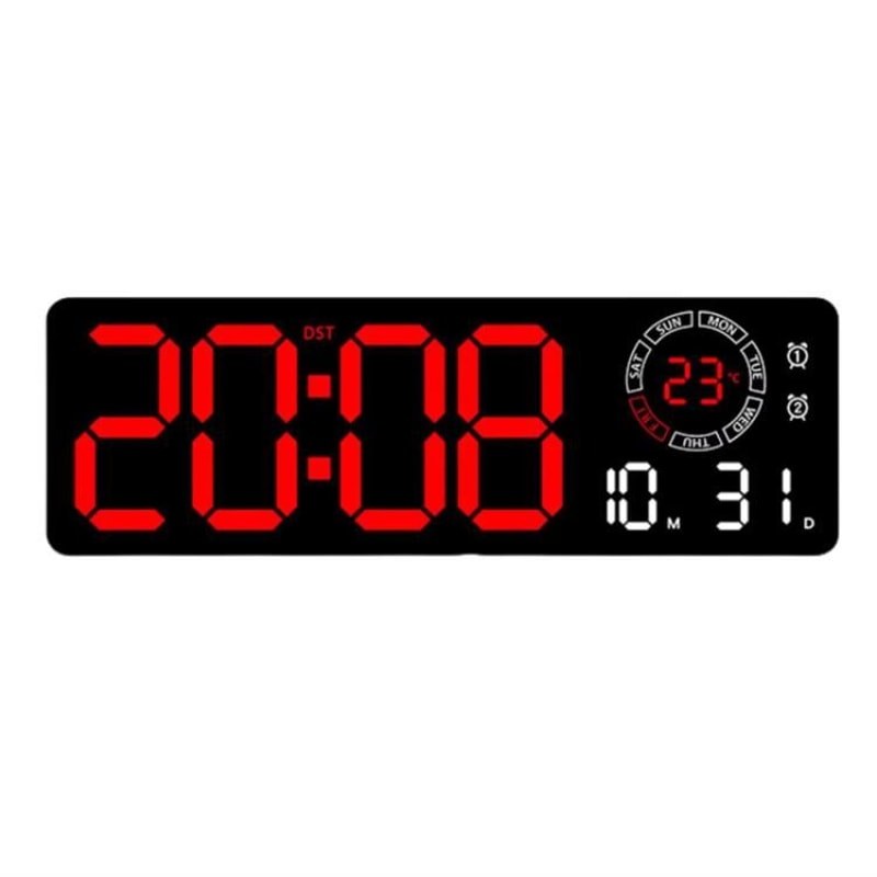 Modern LED Digital Wall Clock With Date Temperature Countdown 12