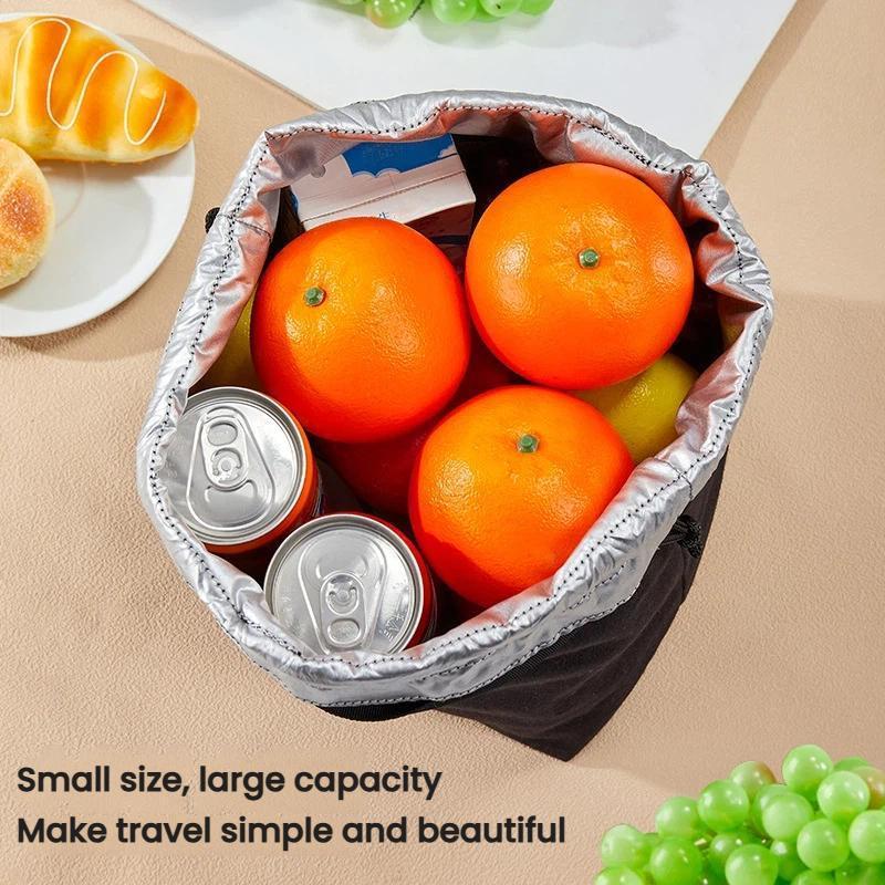 Canvas Thermal Drawstring Lunch Bag Portable Insulated Lunch Tote 2