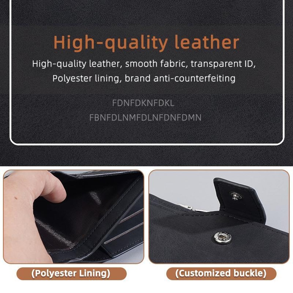Compact Men Trifold Wallet With Zipper Coin Pocket Slim Card Holder 3