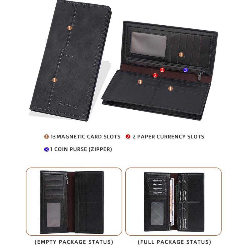 Vintage RFID Blocking Long Zip Wallet For Men With 13 Card Slots Secure Coin Pocket 4