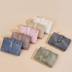 women rfid style short wallet with detachable card holder & zipper coin pocket