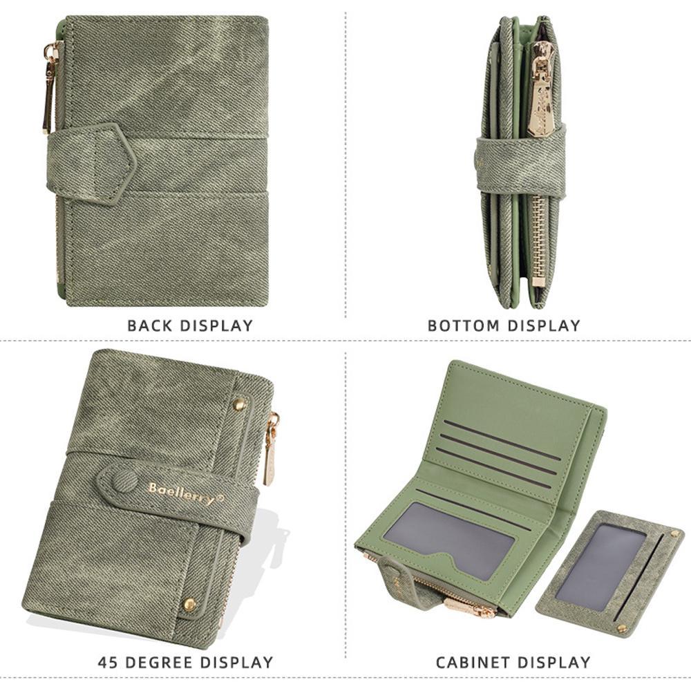Women RFID Style Short Wallet With Detachable Card Holder Zipper Coin Pocket 3