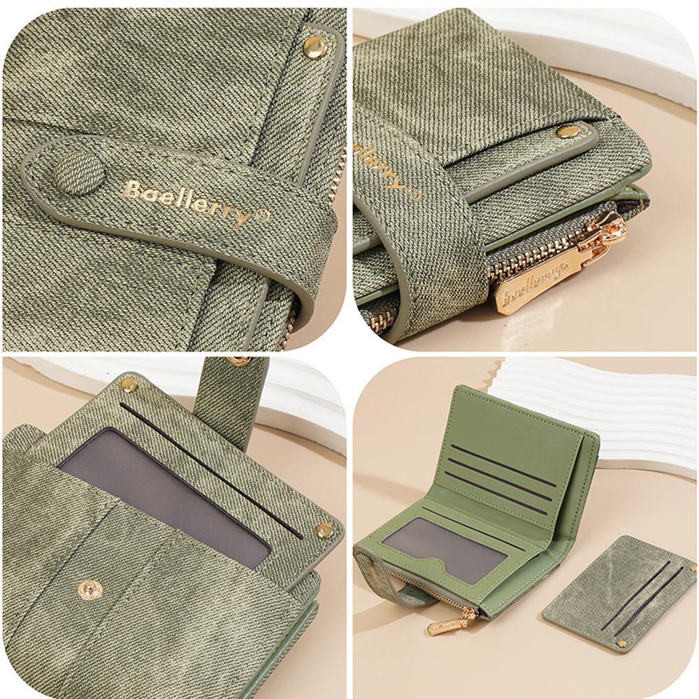 Women RFID Style Short Wallet With Detachable Card Holder Zipper Coin Pocket 4
