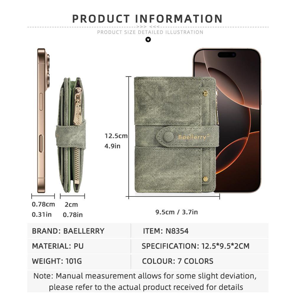 Women RFID Style Short Wallet With Detachable Card Holder Zipper Coin Pocket 5