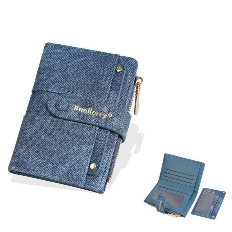 Women RFID Style Short Wallet With Detachable Card Holder Zipper Coin Pocket 9