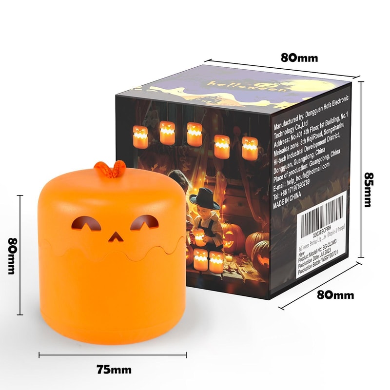 Rechargeable Halloween Pumpkin Lantern Night Light with Double-Sided LED Faces