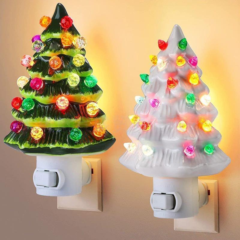 Christmas Tree Night Light Socket Ornament Warm LED Holiday Decoration 2