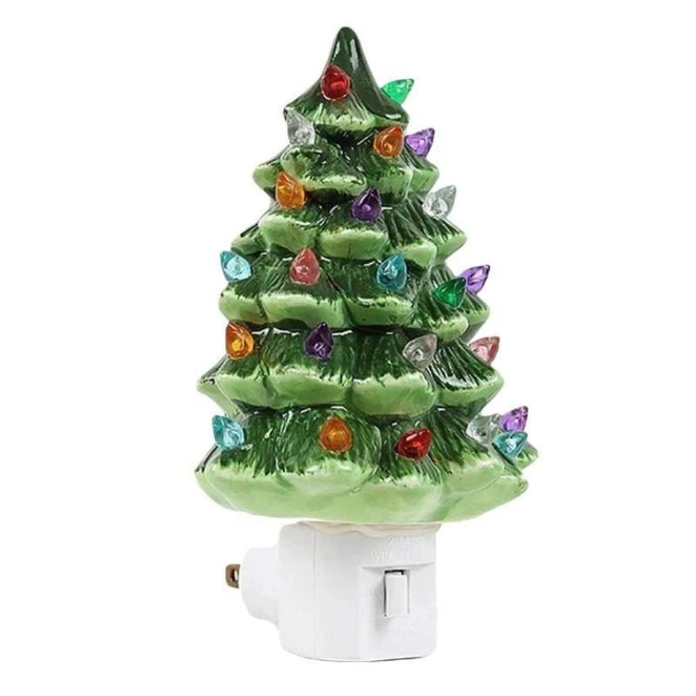 Christmas Tree Night Light Socket Ornament Warm LED Holiday Decoration
