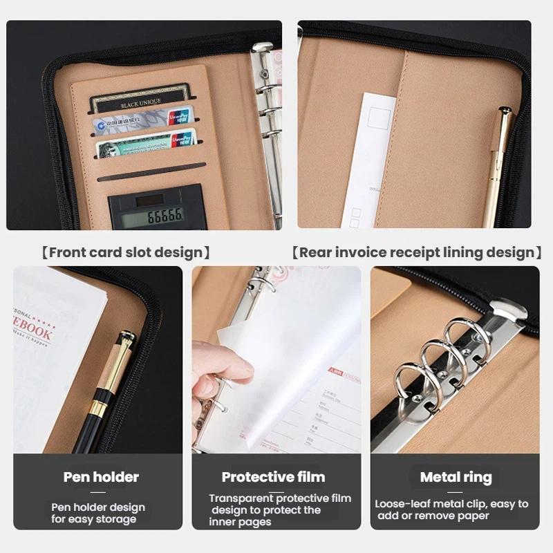 A5 Zipper Organizer Planner With Calculator And Refillable Notebook 4