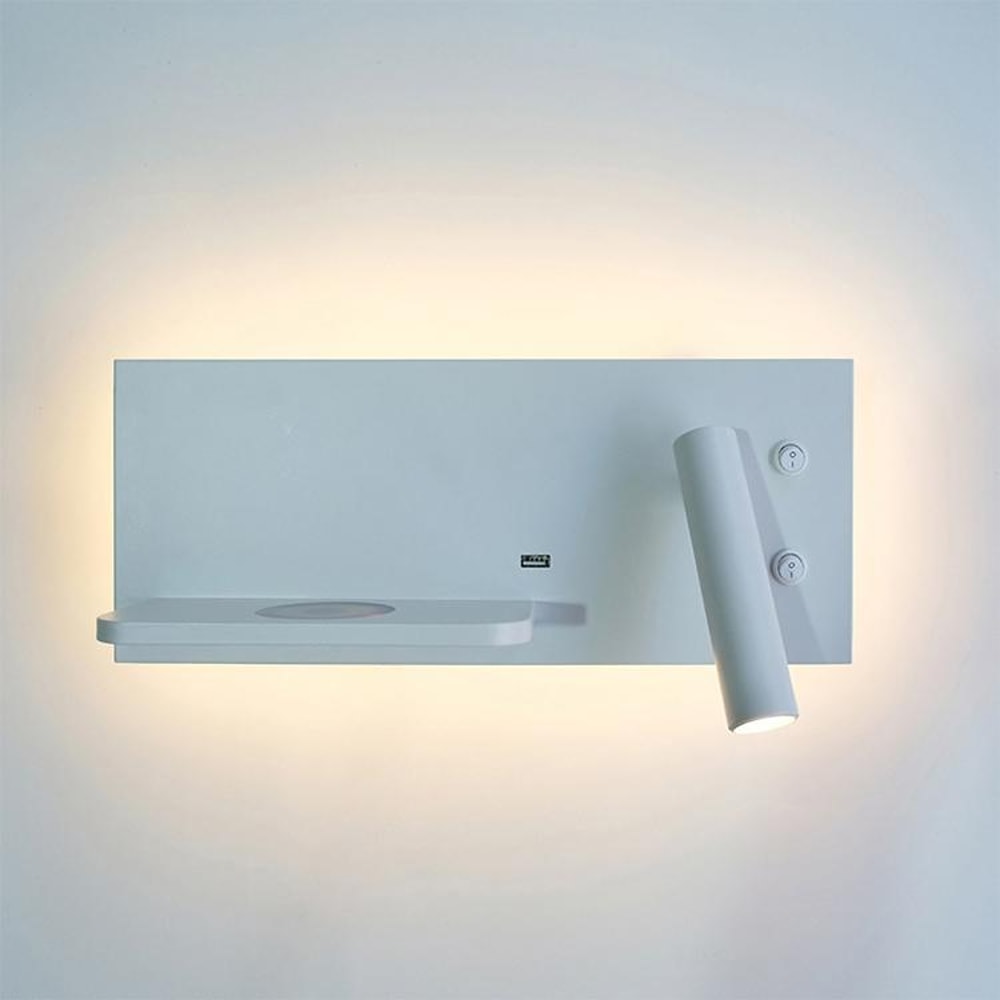 LED Bedside Wall Reading Light With Wireless Charger USB Port 8