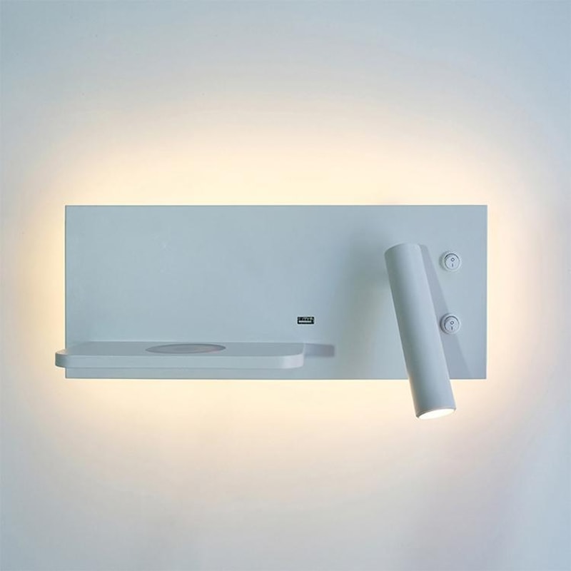 LED Bedside Wall Reading Light With Wireless Charger USB Port 8