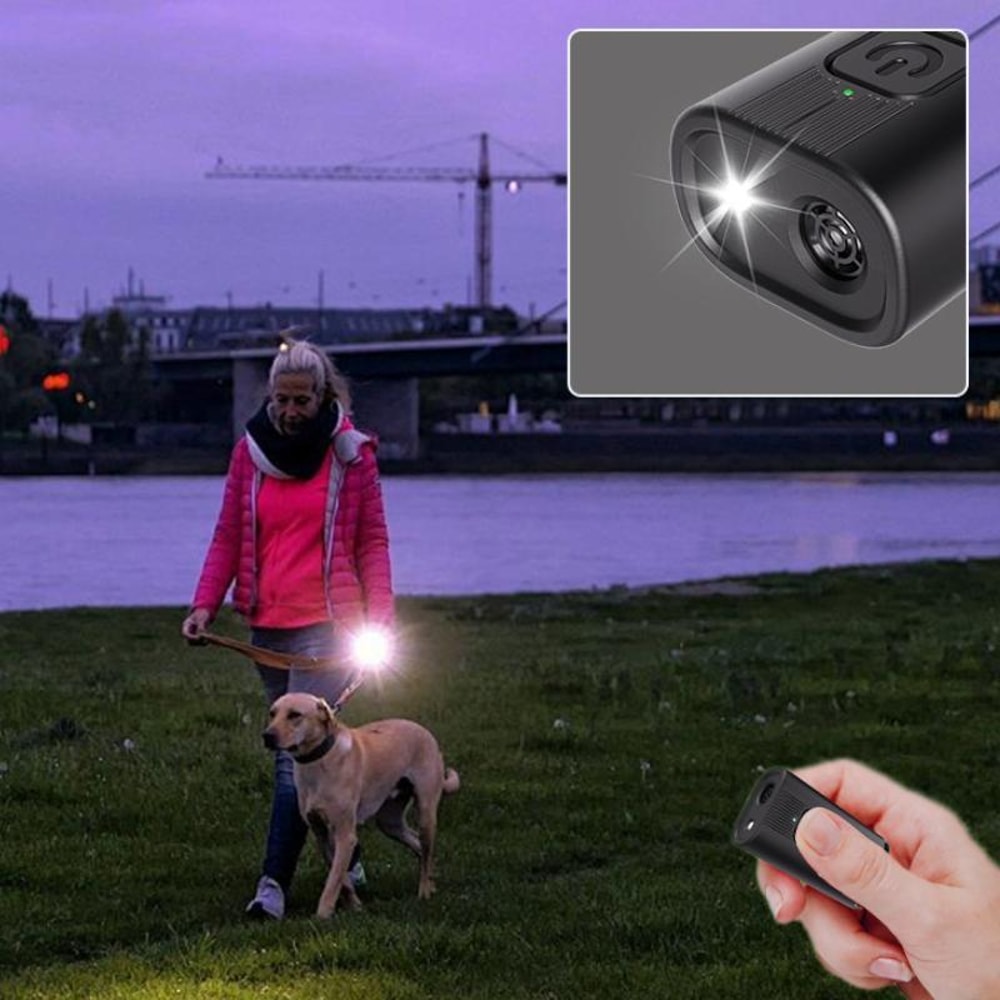 Ultrasonic Dog Repeller & Anti Bark Training Device with Strobe Light