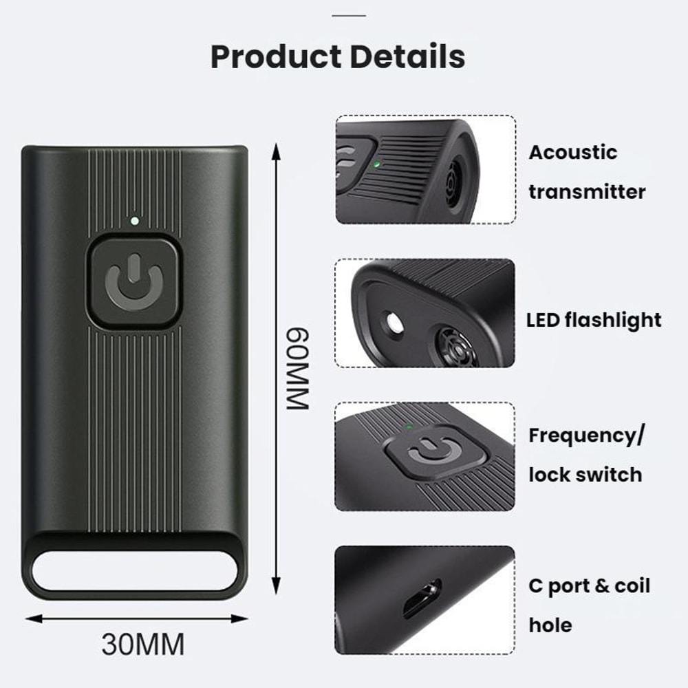 Ultrasonic Dog Repeller & Anti Bark Training Device with Strobe Light
