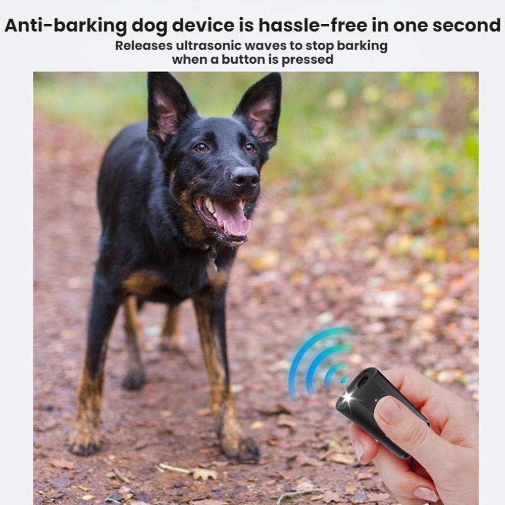 Ultrasonic Dog Repeller & Anti Bark Training Device with Strobe Light