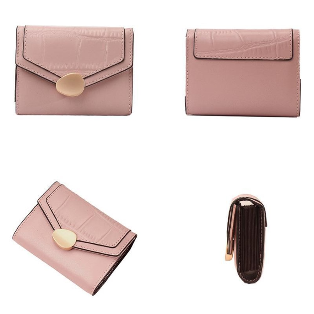 Stone Pattern RFID Card Holder Wallet For Women Compact Leather Card Organizer 5