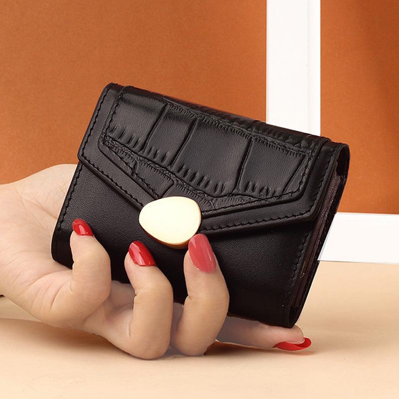 Stone Pattern RFID Card Holder Wallet For Women Compact Leather Card Organizer 7