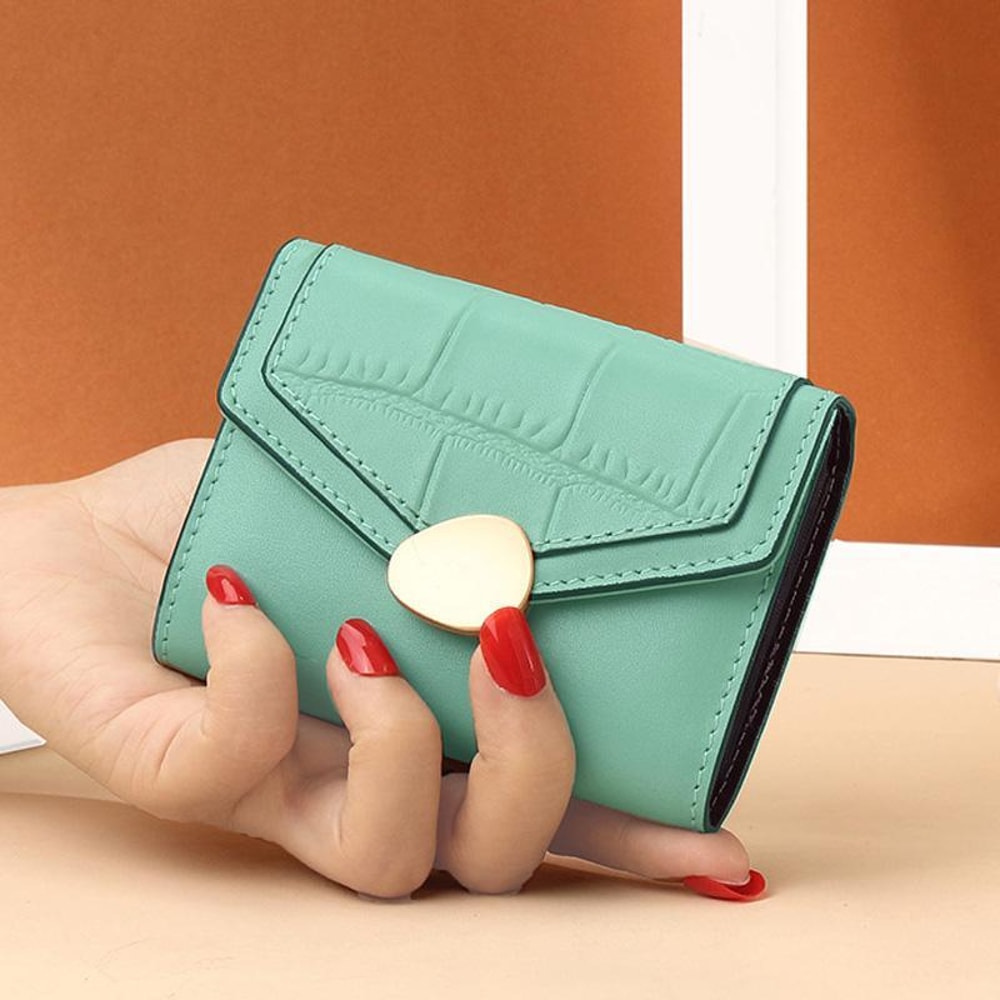 Stone Pattern RFID Card Holder Wallet For Women Compact Leather Card Organizer 8
