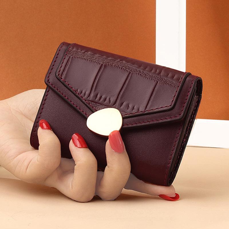 Stone Pattern RFID Card Holder Wallet For Women Compact Leather Card Organizer 9