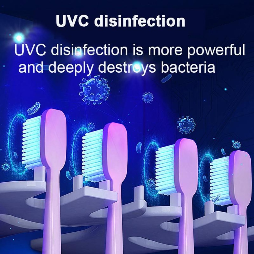 UV Toothbrush Sanitizer & Cup Holder Wall Mount Rechargeable Sterilizer