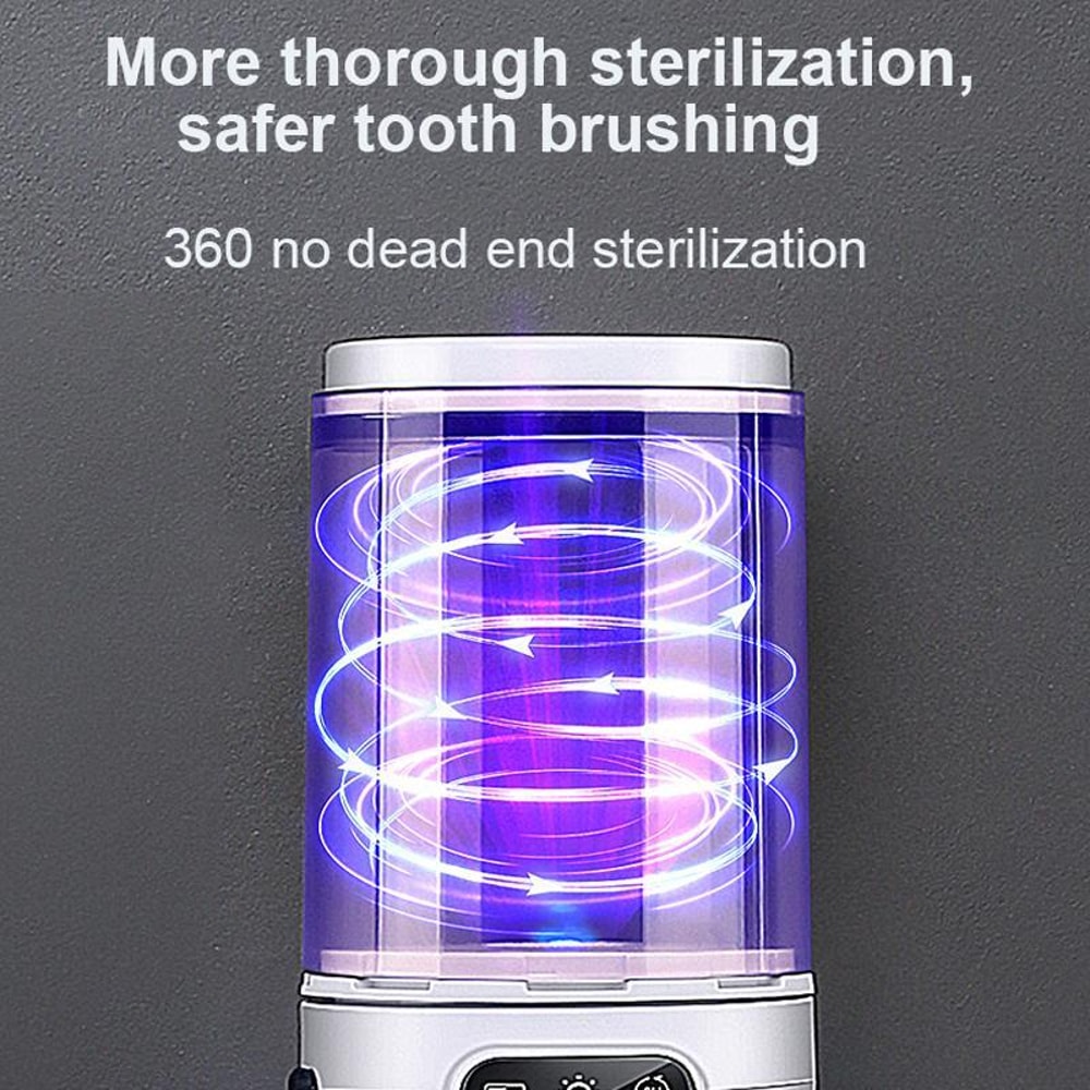 UV Toothbrush Sanitizer & Cup Holder Wall Mount Rechargeable Sterilizer