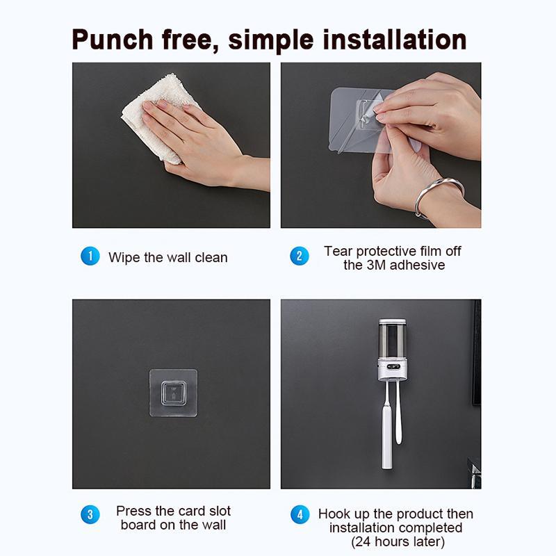 UV Toothbrush Sanitizer & Cup Holder Wall Mount Rechargeable Sterilizer