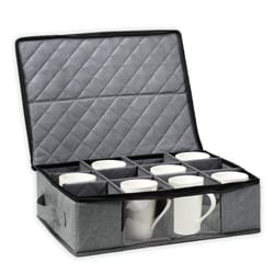 12 compartment coffee mug storage box with clear window lid and protective dividers