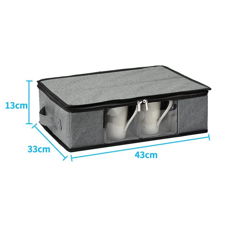 12 Compartment Coffee Mug Storage Box with Clear Window Lid and Protective Dividers