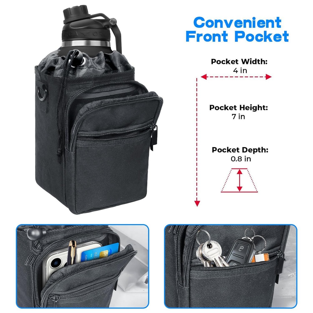 Insulated Water Bottle Carrier Bag with Phone Pocket for Travel, Hiking & Outdoor Adventures