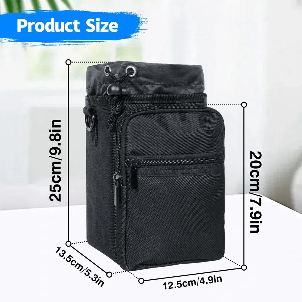 Insulated Water Bottle Carrier Bag with Phone Pocket for Travel, Hiking & Outdoor Adventures