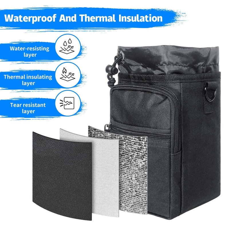 Insulated Water Bottle Carrier Bag with Phone Pocket for Travel, Hiking & Outdoor Adventures