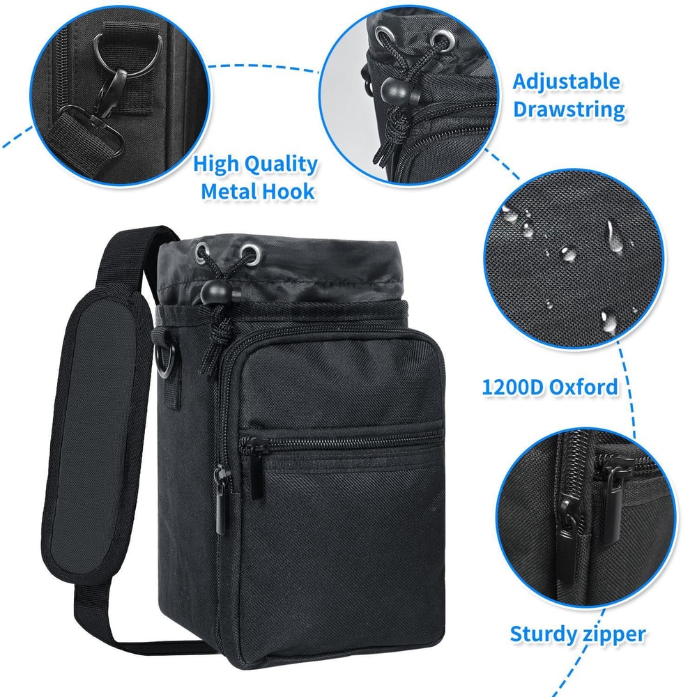 Insulated Water Bottle Carrier Bag with Phone Pocket for Travel, Hiking & Outdoor Adventures