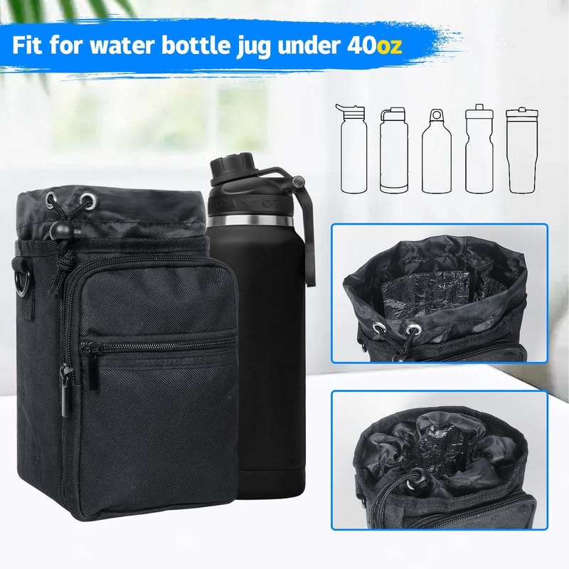 Insulated Water Bottle Carrier Bag with Phone Pocket for Travel, Hiking & Outdoor Adventures