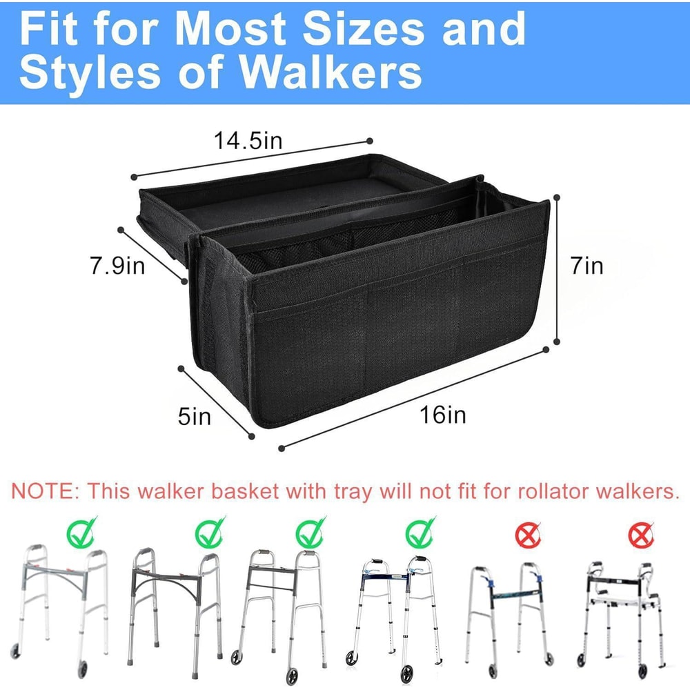 Waterproof Walker Storage Bag Organizer with Large Capacity Pockets