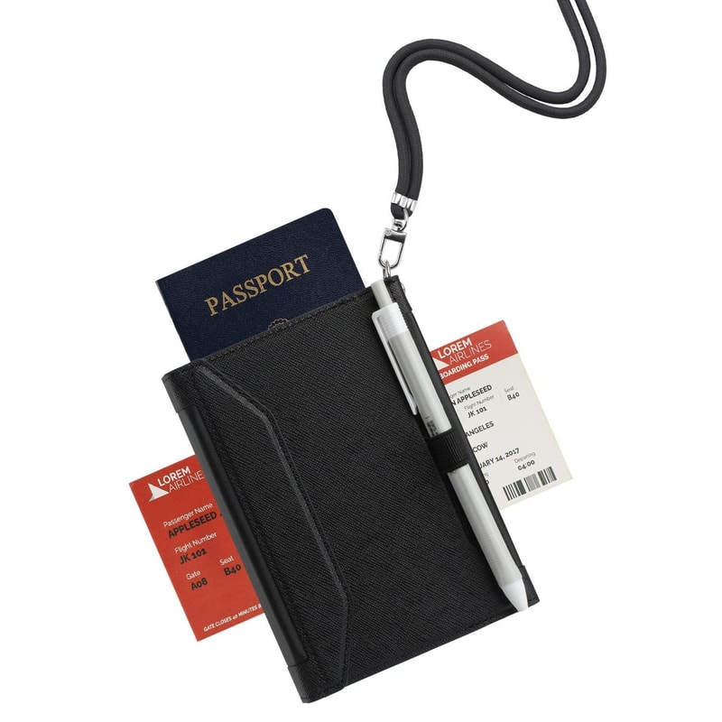 RFID Travel Passport Wallet With Lanyard Document Organizer 2