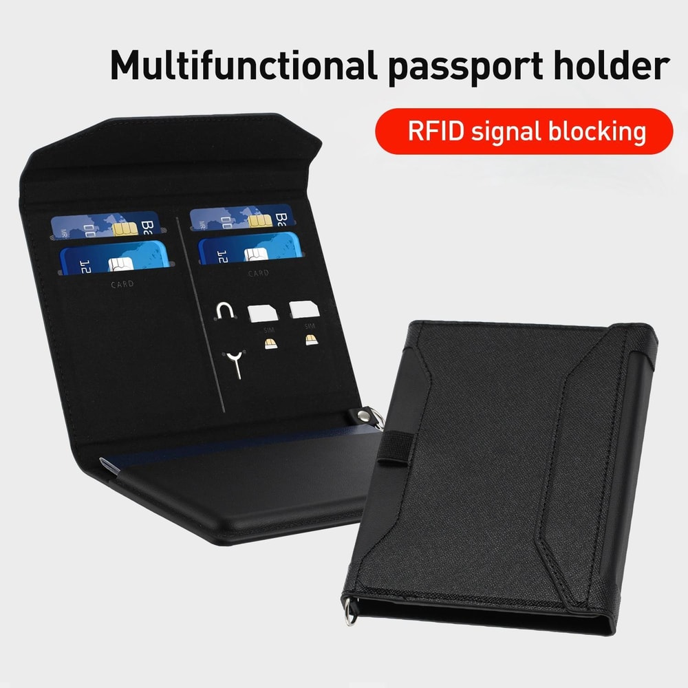 RFID Travel Passport Wallet With Lanyard Document Organizer 6