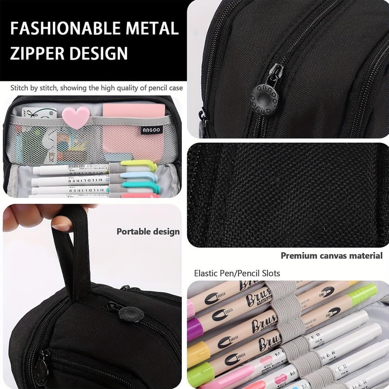 Waterproof 4 Layer Large Capacity Pencil Case For Students With Carry Handle 4