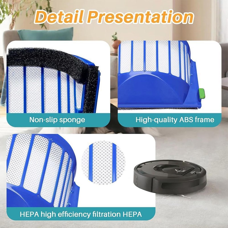 Roomba 600 Series HEPA Replacement Filter Set with Cleaning Brush 4PCS