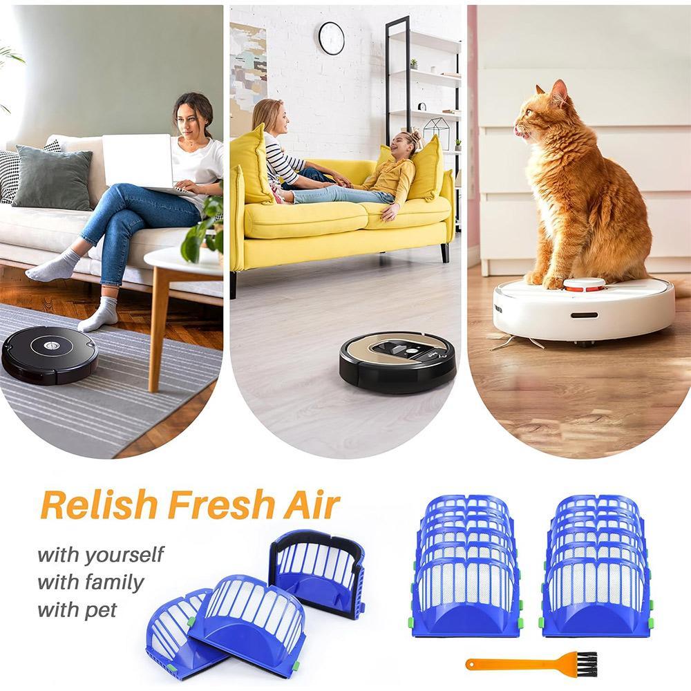 Roomba 600 Series HEPA Replacement Filter Set with Cleaning Brush 4PCS