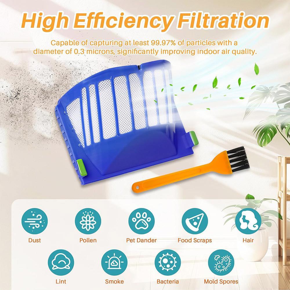 Roomba 600 Series HEPA Replacement Filter Set with Cleaning Brush 4PCS