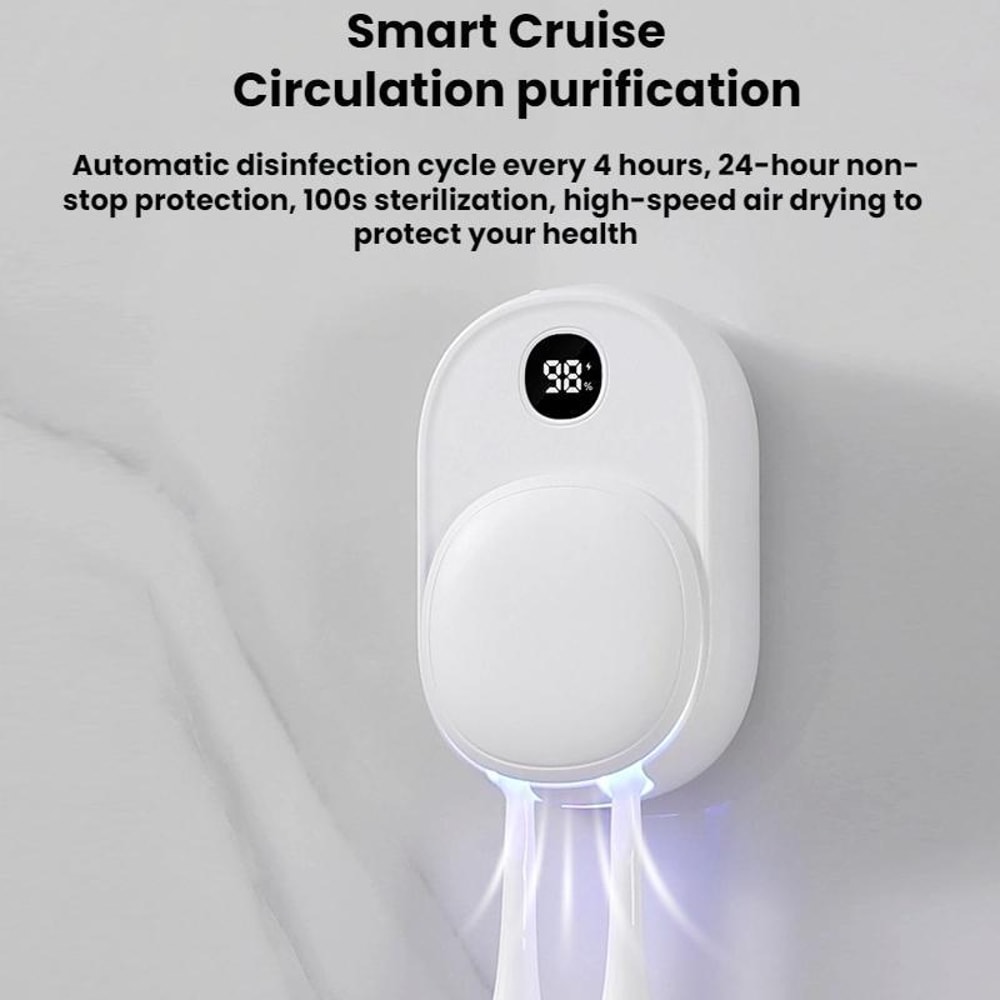 Smart UV Toothbrush Sterilizer Air Dryer Wall Mount Holder 5