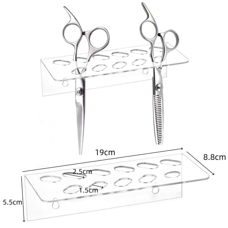 Acrylic Barber Scissor Organizer Wall Mount With 11 Tool Slots 2