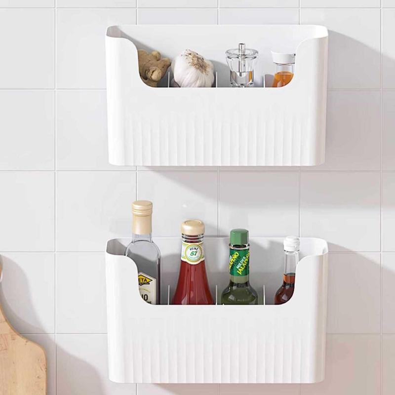 Kitchen Cabinet Door Cling Film Organizer Wall Mounted Storage Shelf 1