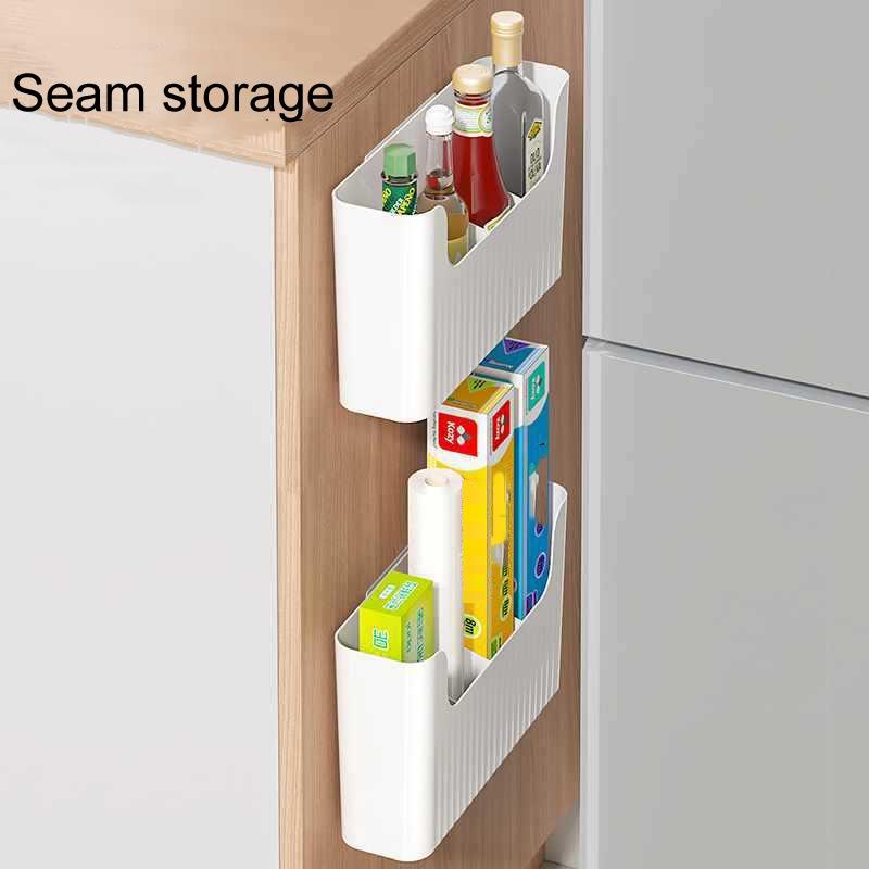 Kitchen Cabinet Door Cling Film Organizer Wall Mounted Storage Shelf 4