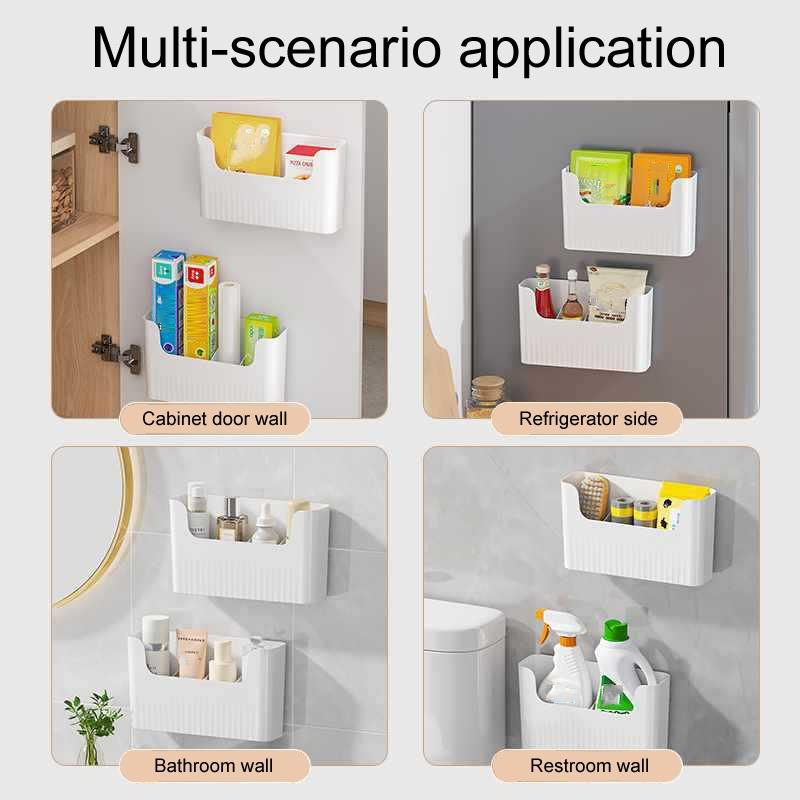 Kitchen Cabinet Door Cling Film Organizer Wall Mounted Storage Shelf 6